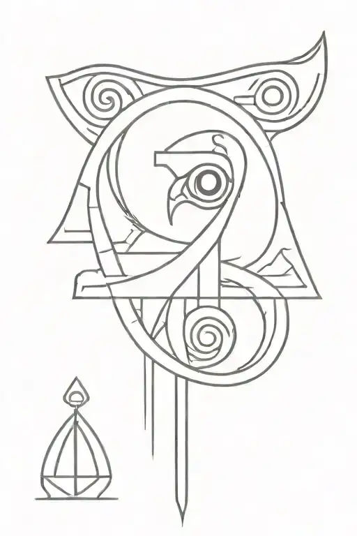Ankh With Egypt Eye Of Ra And Eye Of Horus With Skull