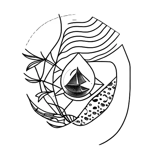 A Minimalist Tattoo Of A Moon And A Law Scale Intertwined With Nightshade Flowers