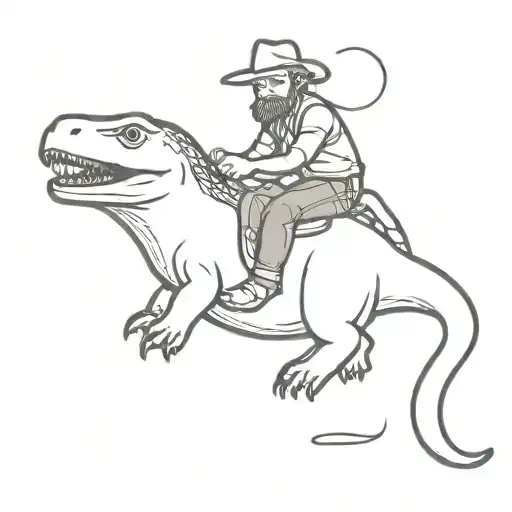 Cowboy Otter Riding A Dinosaur