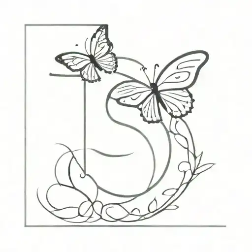 Initial S With Butterflies