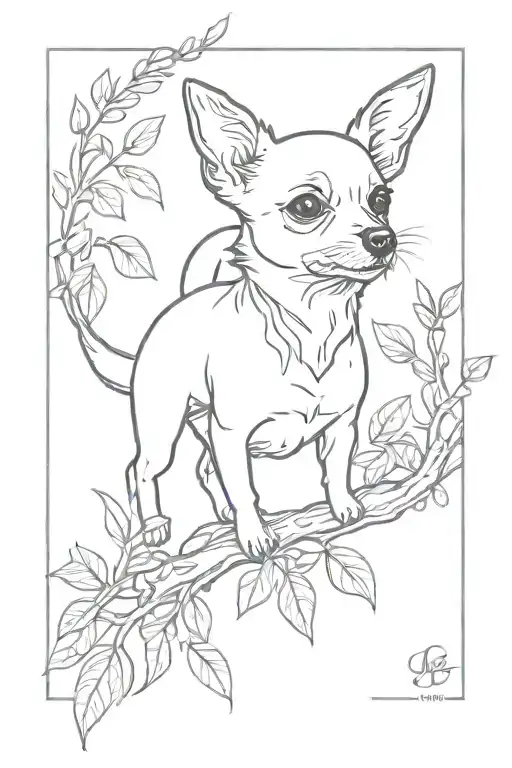 Juniper Branch And Chihuahua Dog