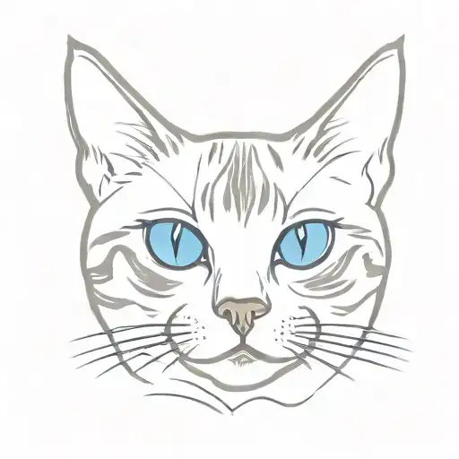 Gray Cat With Blue Eyes And Squint