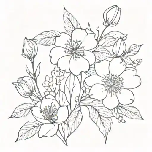 April And March Birth Flower Bouquet Tied Together