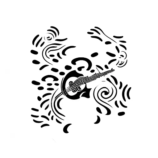 A Guitar With Coffee Beans As The Sound Waves