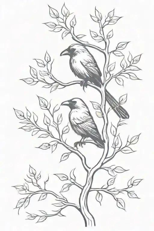 Raven Tree Growing Leaves