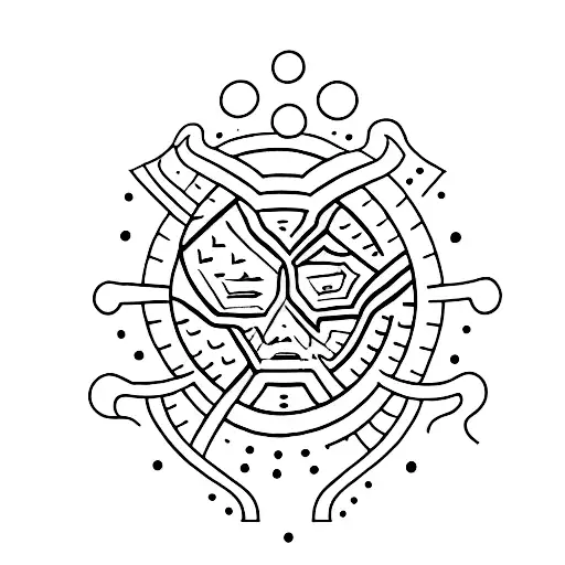 A Dark And Abstract Dotwork Tattoo Representing The Inner Struggles Of A Psychotic Mind