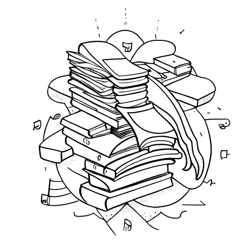 A Stack Of Books Forming The Shape Of A Guitar