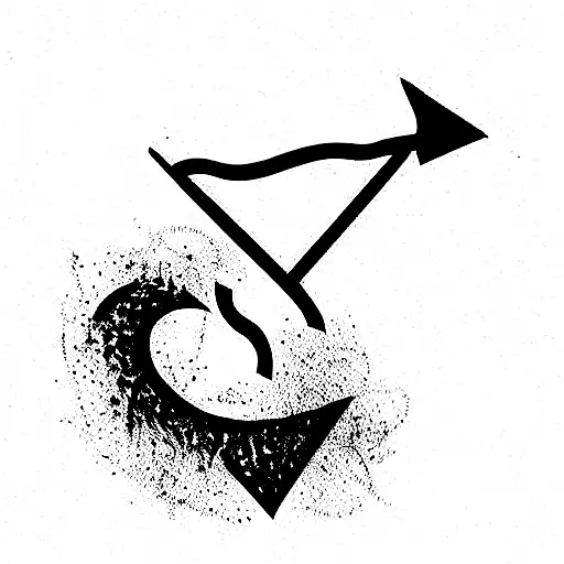 Arm With Arrow Shape Wrapping Around It And Going Upward Strongly