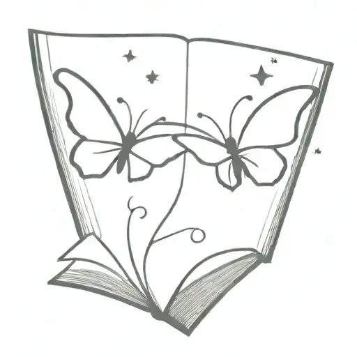 Open Book From Which Come Out Stars And Butterflies Having A Semicolon Body