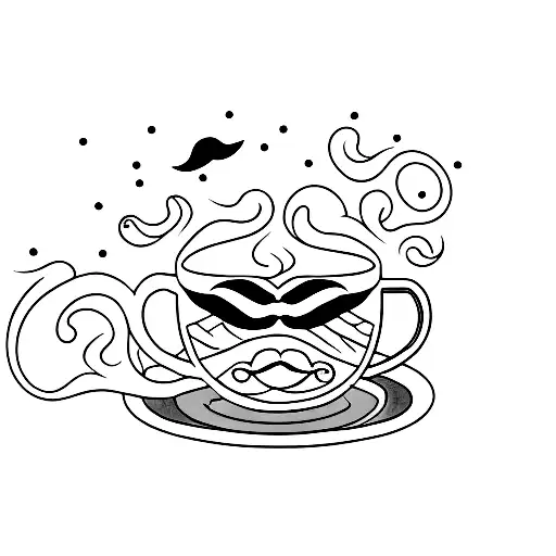 Steaming Cup Of Coffee With A Whimsical Moustache