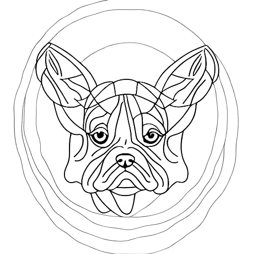 Outline Of 4 Dogs Ears In A Line Connected With One Line