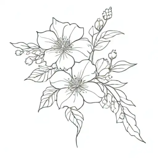 Birth Flower Bouquet Fine Line September August June June March