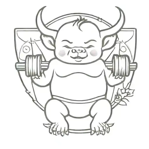 Baby Devil Lifting Weights
