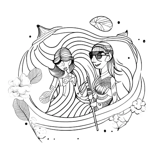 Mila And Valli In Script Writing In Small Thin Linework