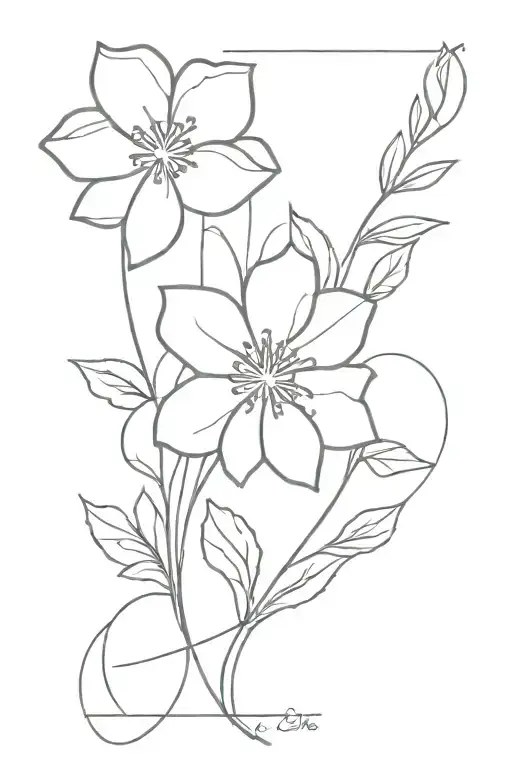 Single Line Flower With 9 Pedals Growing Out Of Concrete