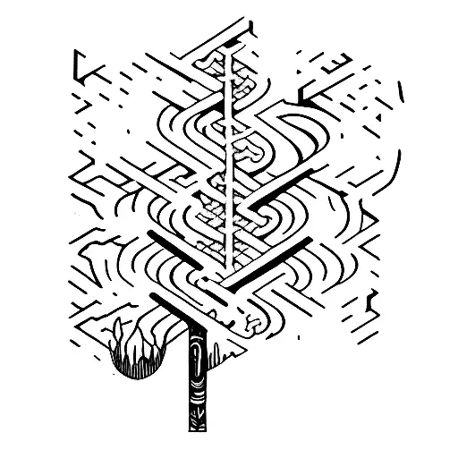 A Minimalist Tattoo Of A Piano Key With A Hidden Forest And River Scene Inside