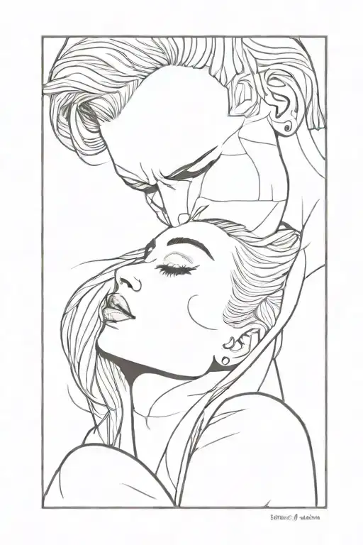 Guy Kisses Girl On The Cheek Lines On The Right Forearm