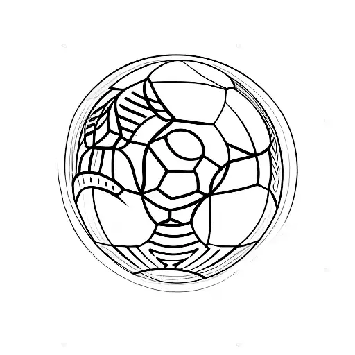 A Sketch-style Tattoo Of A Soccer Ball With The Skyline Of London Incorporated Into The Design