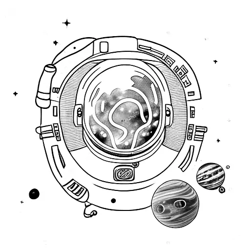 An Astronaut Exploring A Surreal Galaxy Filled With Floating Orbs Of Intuition