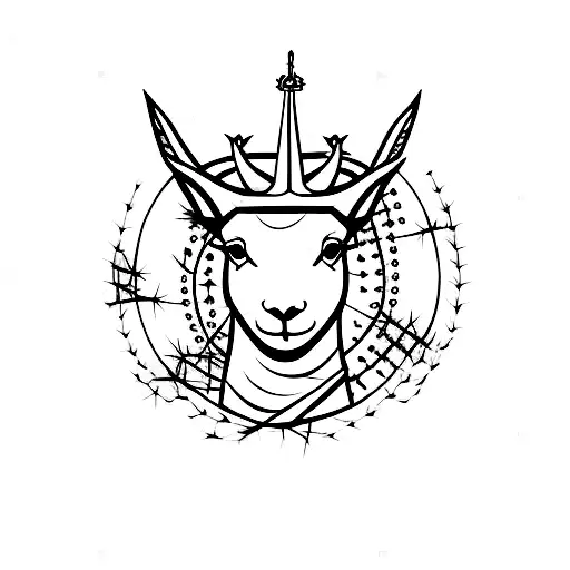 Lamb With Crown Of Thorns Looking To The Right