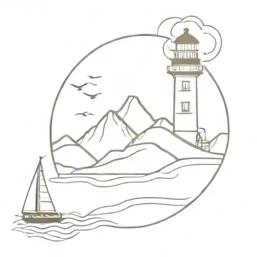 Mountain And Ocean With Lighthouse