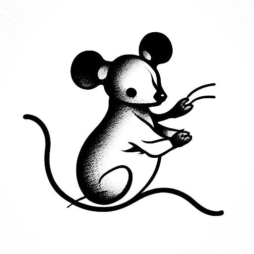 Outline Of A Cute Little Mouse