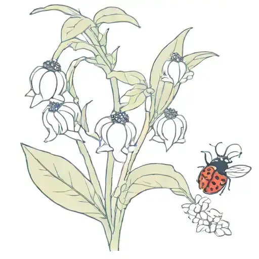 Flowers And A Ladybug