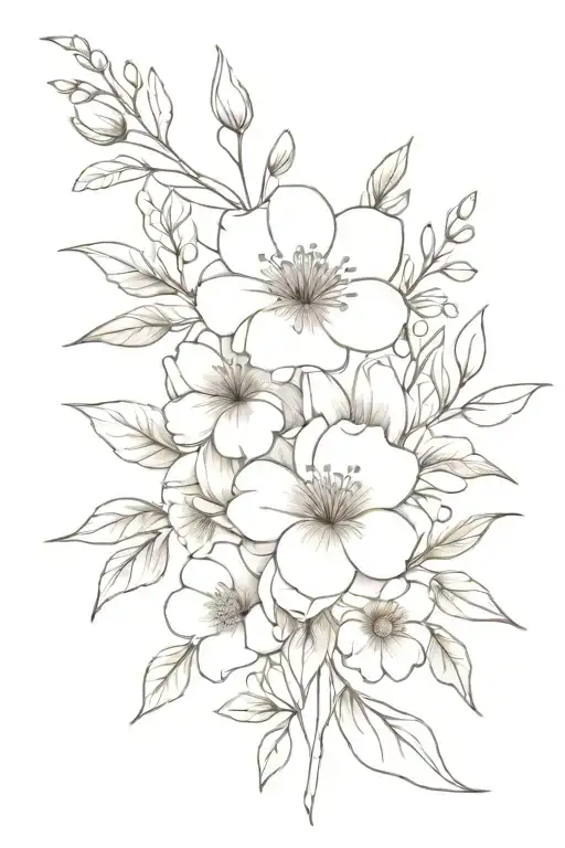 Flower Bouquet With Birth Flowers