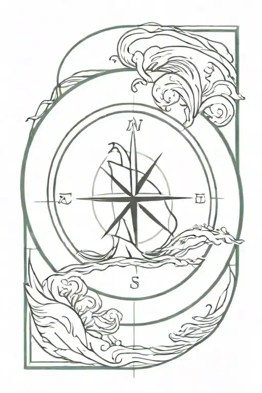 Ocean Wave Around A Compass
