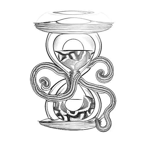 An Hourglass With An Oroborus Snake