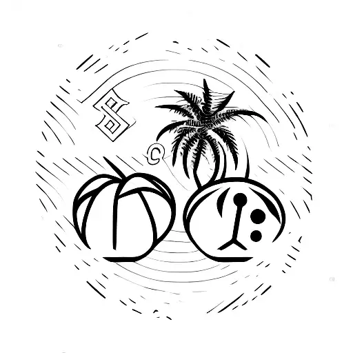 Minimalist Palm Tree With Crypto Symbols As Coconuts