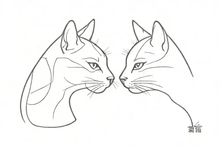 Two Cat Heads Next To Each Other