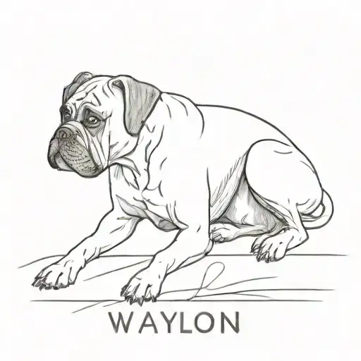 Boxer Dog With His Name Waylon Under It