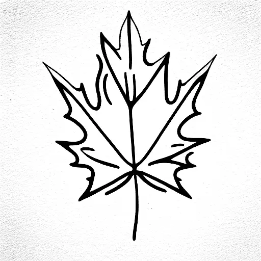 Oneline Tattoo With Canadian Maple Leaf
