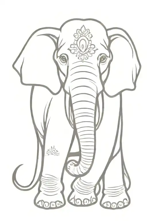 Indian Traditional Dominant Elephant Adorned With Traditional