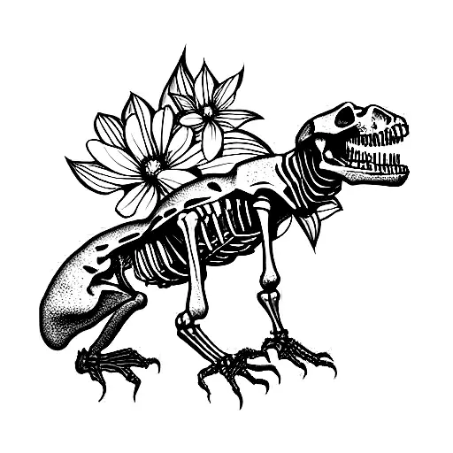 T Rex Skeleton Tail Becomes Flowers