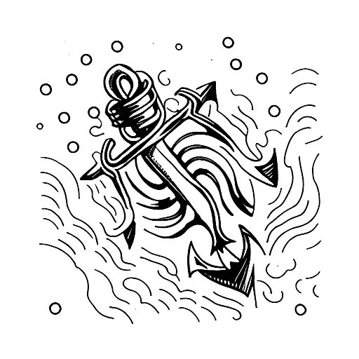 An Anchor Intertwined With A Bolt Of Lightning