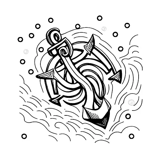 An Anchor Intertwined With A Bolt Of Lightning