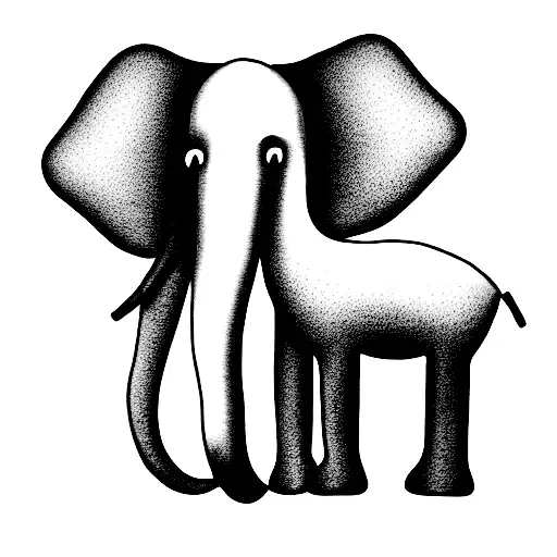 Single Line Elephant And Giraf