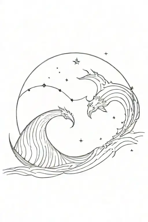 Ocean Wave Patterns Combined With Sagittarius Constellation