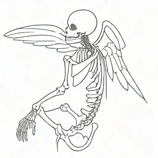 Skeleton Upper Body With One Wing Attached