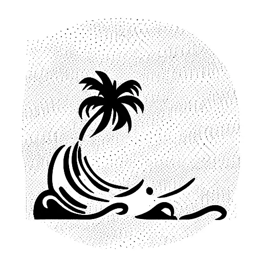 Ocean Wave Near Beach With Palm Tree