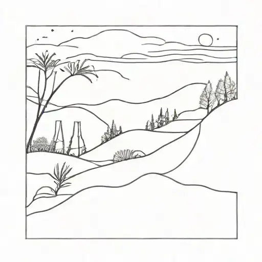 Minimalist Sand Landscape Line Work