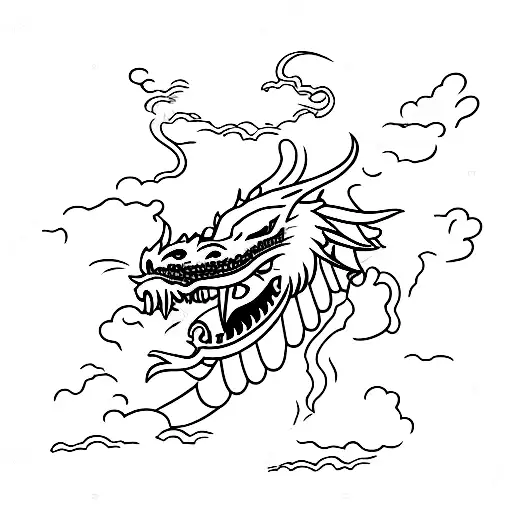 Dragon With Thunder And Fire