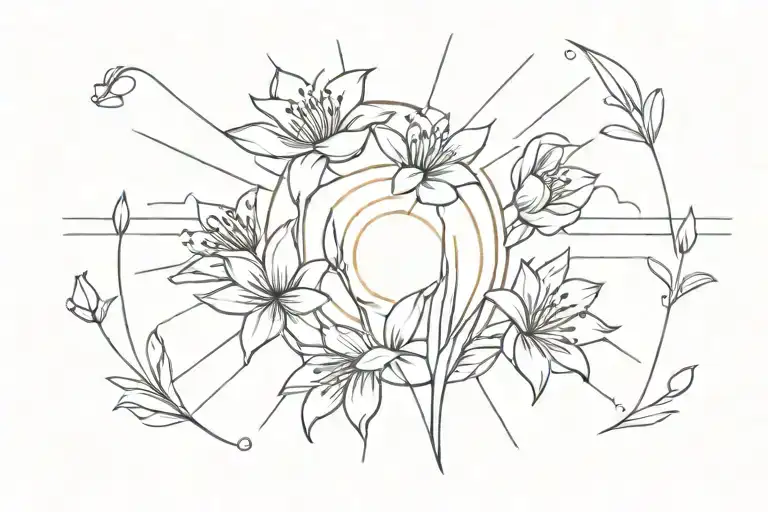 Flowers And Sun Rays