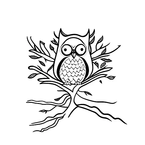 Owl Perched On A Tree Branch With The Northern Lights As Its Backdrop