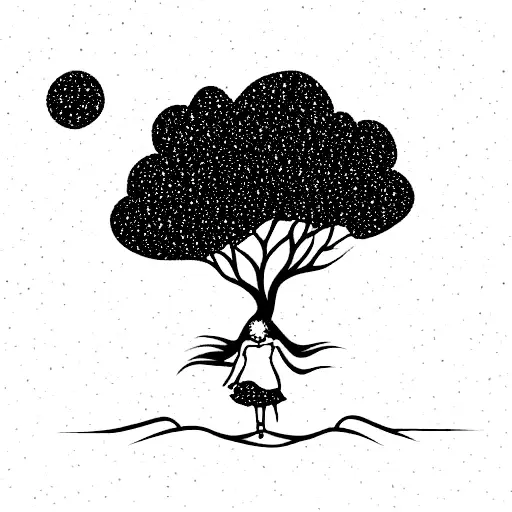 Cute Girl Under The Tree