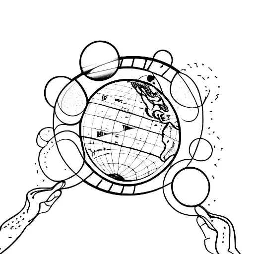 A Simple Outline Of Two Hands Holding A Globe With A Trail Of Footprints Encircling It