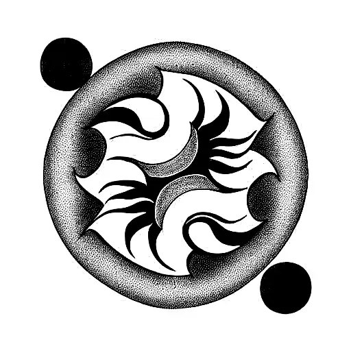 Sun With Ying And Yang In The Middle