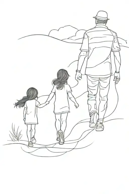 Father And Daughter Walking